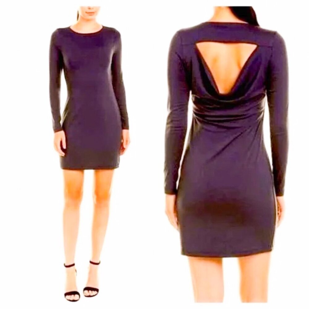 Susana Monaco Draped Back L/S Fitted Dress in Regal (Plum) Small NWT Y2K